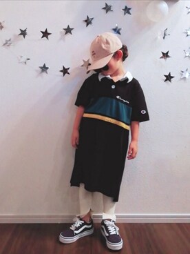 「日系休闲」｜「アイテム（ワンピース/ドレス）」を使った、⍥⃝🆈🆄🆈🆄🅰⍢⃝さん（キッズ・110cm）の夏コーディネート