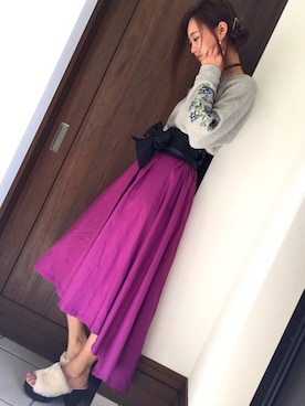 「綺麗めコーデ」｜「アイテム（スウェット）」を使った、藤田真奈さん（レディース・167cm）の冬コーディネート