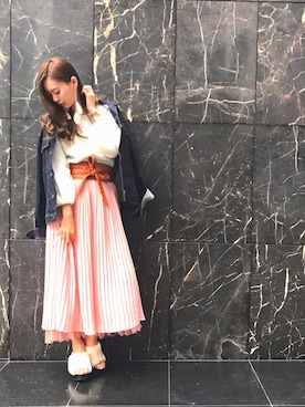 「one way（ワンウェイ）のアイテム（アクセサリー）」を使った、藤田真奈さん（レディース・167cm）の春コーディネート