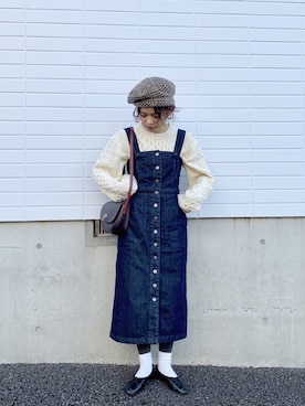 「ケーブルニット」｜「アイテム（ジャンパースカート）」を使った、muro☺︎さん（レディース・150cm）の冬コーディネート