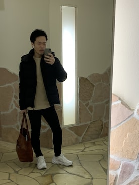 「UNIQLO（ユニクロ）のWOMEN ウルトラストレッチジーンズ（デニムパンツ）」を使った、doraemonsterさん（メンズ・168cm）の冬コーディネート