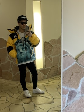 「UNIQLO（ユニクロ）のWOMEN ウルトラストレッチジーンズ（デニムパンツ）」を使った、doraemonsterさん（メンズ・168cm）の冬コーディネート