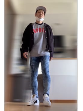 「Supreme （シュプリーム）のアイテム（デニムジャケット）」を使った、doraemonsterさん（メンズ・168cm）の春コーディネート