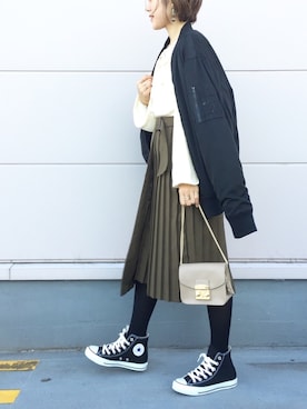 「EVRIS（エヴリス）のアイテム（ジャケット/アウター）」を使った、𝕂𝔼𝕀𝕂𝕆さん（レディース・159cm）の冬コーディネート