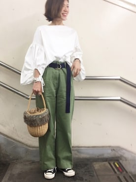 「バルーンスリーブ」｜𝕂𝔼𝕀𝕂𝕆さん（レディース・160cm）の春コーディネート