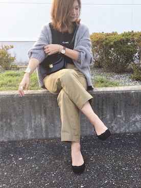 「ADAM ET ROPE'（アダムエロペ）のラウンドクロスボディーバッグ（ショルダーバッグ）」を使った、𝕂𝔼𝕀𝕂𝕆さん（レディース・160cm）の冬コーディネート