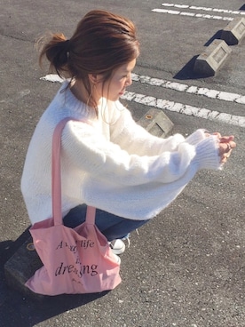 「Ameri（アメリ）のアイテム（リング）」を使った、𝕂𝔼𝕀𝕂𝕆さん（レディース・160cm）の冬コーディネート