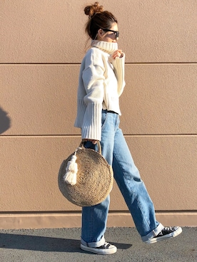 「SHIPS（シップス）のCONVERSE:CANVAS ALL STAR J OX◇（スニーカー）」を使った、𝕂𝔼𝕀𝕂𝕆さん（レディース・160cm）の冬コーディネート