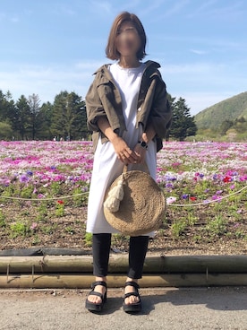 「teva」｜「アイテム（ミリタリージャケット）」を使った、𝕂𝔼𝕀𝕂𝕆さん（レディース・160cm）の春コーディネート