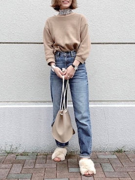 「OFUON（オフオン）のアイテム」を使った、𝕂𝔼𝕀𝕂𝕆さん（レディース・160cm）の春コーディネート