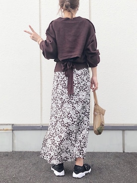 「ブラウンコーデ」｜「アイテム（トートバッグ）」を使った、𝕂𝔼𝕀𝕂𝕆さん（レディース・160cm）の秋コーディネート