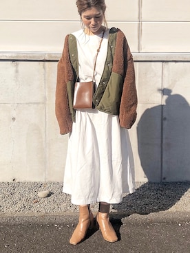 「ISOOK（アイスー）のアイテム（ワンピース/ドレス）」を使った、𝕂𝔼𝕀𝕂𝕆さん（レディース・160cm）の冬コーディネート