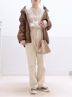 「CONVERSE（コンバース）の＜CONVERSE（コンバース）＞∴ALL STAR 100 LOW オールスターコーデュロイ スニーカー ◆（スニーカー）」を使った、𝕂𝔼𝕀𝕂𝕆さん（レディース・160cm）の冬コーディネート