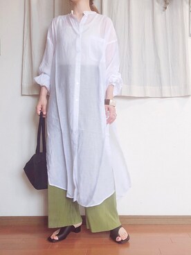 「rectangle（レクタングル）のアイテム（シャツワンピース）」を使った、𝕂𝔼𝕀𝕂𝕆さん（レディース・160cm）の春コーディネート