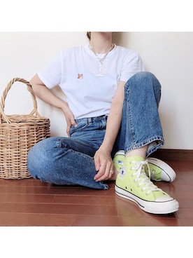 「ハイウエストストレートジーンズ」｜「アイテム（アクセサリー）」を使った、𝕂𝔼𝕀𝕂𝕆さん（レディース・160cm）の夏コーディネート