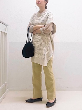 「DHOLIC STYLE（ディーホリックスタイル）のアイテム（ベスト）」を使った、𝕂𝔼𝕀𝕂𝕆さん（レディース・160cm）の秋コーディネート