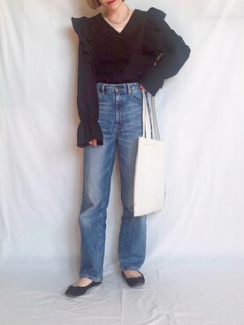 「H&M（エイチ・アンド・エム）のアイテム（バレエシューズ）」を使った、𝕂𝔼𝕀𝕂𝕆さん（レディース・160cm）の冬コーディネート