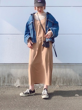 「シースルー」｜「アイテム（デニムジャケット）」を使った、𝕂𝔼𝕀𝕂𝕆さん（レディース・160cm）の春コーディネート
