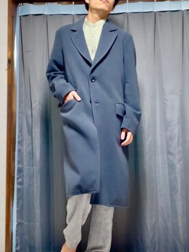 チェスターコートを使った ブルーグレー のメンズ人気ファッションコーディネート Wear