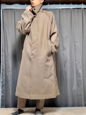 「LIDNM（リドム）のアイテム（ステンカラーコート）」を使った、ariick5さん（メンズ・170cm）の春コーディネート