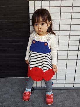 「sense of wonder（センスオブワンダー）のアイテム（レッグウェア）」を使った、otonari-sanさん（キッズ・90cm）の冬コーディネート