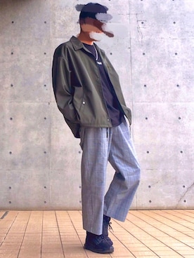 「みどり」｜「アイテム（ブルゾン）」を使った、くまてんさん（メンズ・178cm）の春コーディネート
