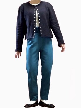 「agnes b.（アニエスベー）のM001 CARDIGAN カーディガンプレッション（カーディガン/ボレロ）」を使った、Naさん（レディース・164cm）の秋コーディネート
