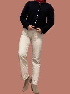 「agnes b.（アニエスベー）のM001 CARDIGAN カーディガンプレッション（カーディガン/ボレロ）」を使った、Naさん（レディース・163cm）の冬コーディネート