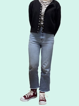 「agnes b.（アニエスベー）のM001 CARDIGAN カーディガンプレッション（カーディガン/ボレロ）」を使った、Naさん（レディース・163cm）の春コーディネート
