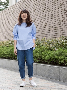 「テーパードデニム」｜NBB STAFF05さん（レディース・158cm）の冬コーディネート