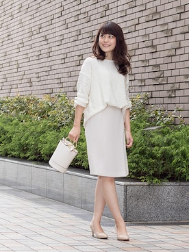 「NATURAL BEAUTY BASIC（ナチュラルビューティーベーシック）のアイテム（パンプス）」を使った、NBB STAFF05さん（レディース・158cm）の冬コーディネート