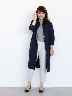 「NATURAL BEAUTY BASIC（ナチュラルビューティーベーシック）のアイテム（シャツワンピース）」を使った、NBB STAFF05さん（レディース・158cm）の冬コーディネート