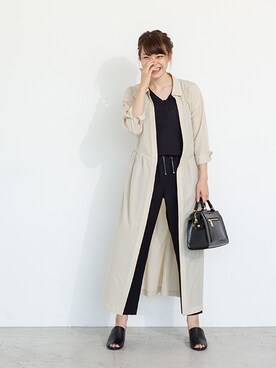 「NATURAL BEAUTY BASIC（ナチュラルビューティーベーシック）のアイテム（シャツワンピース）」を使った、NBB STAFF05さん（レディース・158cm）の春コーディネート