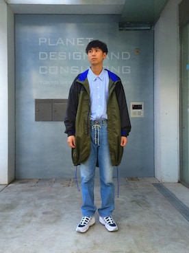 「MONKEY TIME（モンキータイム）のアイテム（マウンテンパーカー）」を使った、大谷和宏さん（メンズ・175cm）の冬コーディネート