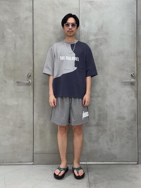「PLEASURES（プレジャー）のアイテム（パンツ）」を使った、大谷和宏さん（メンズ・175cm）の夏コーディネート