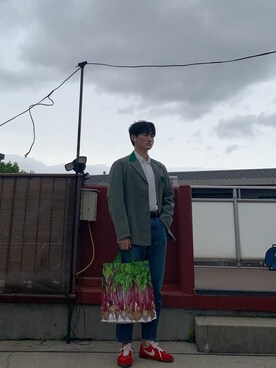 「MYAR（マイヤー）のアイテム」を使った、ハンギョルさん（メンズ・177cm）の春コーディネート