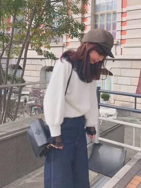 「LILY BROWN（リリーブラウン）のアイテム（帽子）」を使った、かなむさん（レディース・158cm）の春コーディネート