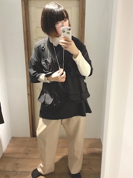 「PAPILLONNER（パピヨネ）のアイテム（リング）」を使った、ねむさん（レディース・160cm）の秋コーディネート