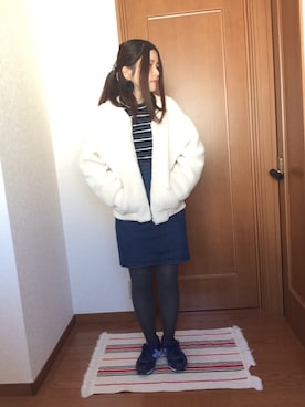 「リブT」｜「アイテム（ブルゾン）」を使った、♡あーりん♡さん（レディース・154cm）の冬コーディネート