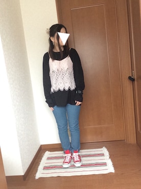「アイテム（バレッタ/ヘアクリップ、ホワイト系）」を使った、♡あーりん♡さん（レディース・154cm）の冬コーディネート