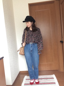 「Lattice（Lattice）のアイテム（キャスケット）」を使った、♡あーりん♡さん（レディース・154cm）の春コーディネート