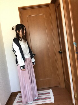 「アイテム（バレッタ/ヘアクリップ、ホワイト系）」を使った、♡あーりん♡さん（レディース・154cm）の春コーディネート