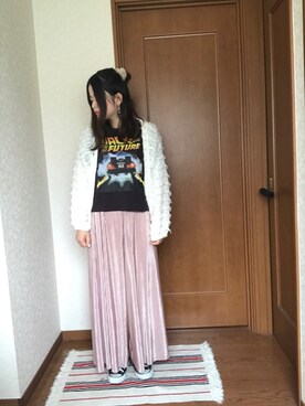 「アイテム（バレッタ/ヘアクリップ、ホワイト系）」を使った、♡あーりん♡さん（レディース・154cm）の春コーディネート