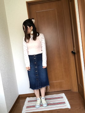 「アイテム（バレッタ/ヘアクリップ、ホワイト系）」を使った、♡あーりん♡さん（レディース・154cm）の春コーディネート
