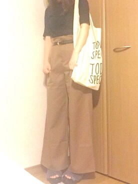 「TODAY'S SPECIAL（トゥデイズスペシャル）のMARCHE BAG/マルシェバッグ（エコバッグ/サブバッグ）」を使った、mayo**さん（レディース・156cm）の秋コーディネート