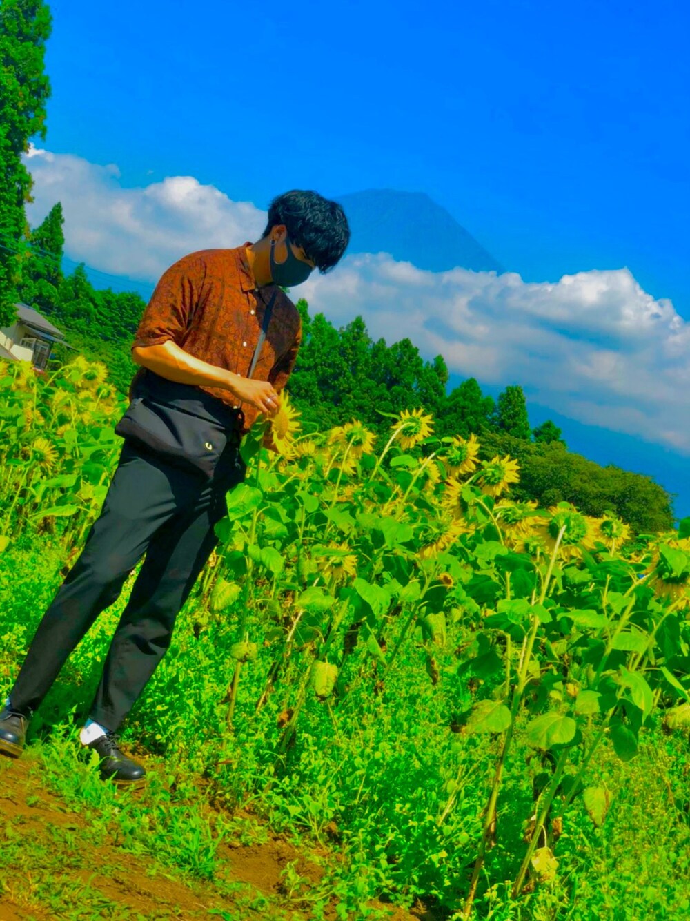 「シンプルスタイル、カジュアルコーデ、今日のコーデ、お洒落さんとつながりたい、いいね、save、フォローお願いします🤑、夏だ！Tシャツ着よう！、プチプラコーデ、スニーカー、柄シャツ、street」｜「SENSE OF PLACE by URBAN RESEARCHのペイズリーレギュラーシャツ(5分袖)（シャツ/ブラウス、ブラウン系）」を使った、Souさん（メンズ・175cm）の夏コーディネートの1枚目の写真