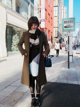「DRWCYS（ドロシーズ）のアイテム（チェスターコート）」を使った、なっこさん（レディース・159cm）の冬コーディネート