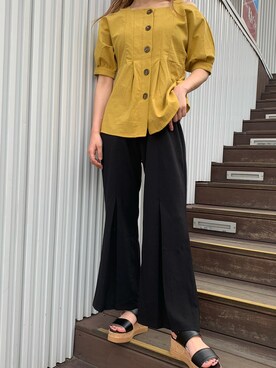 「E hyphen world gallery（イーハイフンワールドギャラリー）のアイテム（シャツ/ブラウス）」を使った、たばさんさん（レディース・157cm）の夏コーディネート