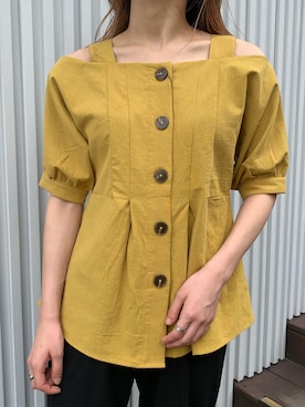 「E hyphen world gallery（イーハイフンワールドギャラリー）のアイテム（シャツ/ブラウス）」を使った、たばさんさん（レディース・157cm）の夏コーディネート