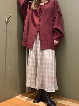 「Sugar spoon（シュガースプーン）のアイテム（ニット/セーター）」を使った、たばさんさん（レディース・157cm）の秋コーディネート